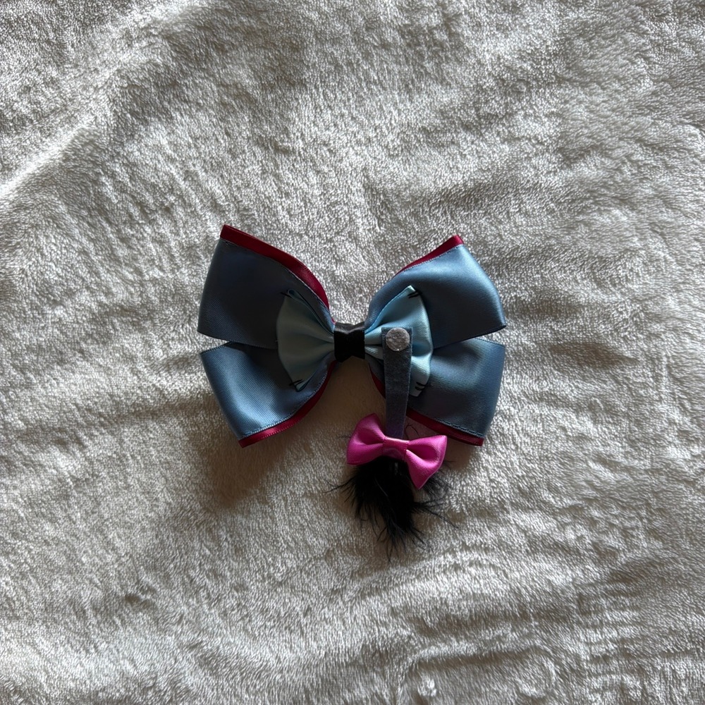Disney Eeyore Inspired Hair Bow Clip Blue Pink Tail Costume Accessory - U1600
